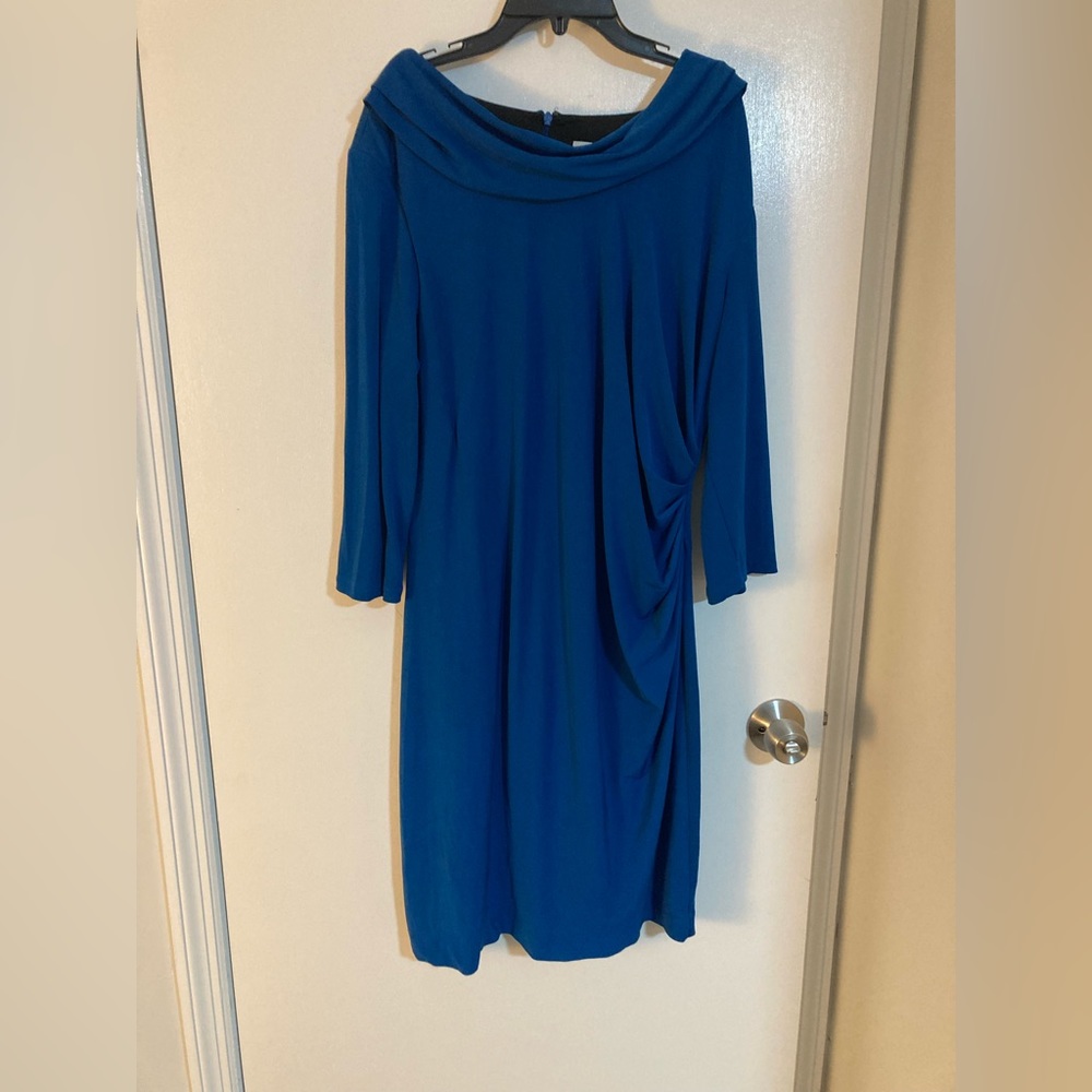 Chicos Dress blue Stretch 3/4 Sleeve Wrap long sleeve - Picture 2 of 12